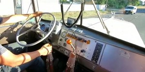 1965 Kenworth 6x4 twin sticks shifting in cab view