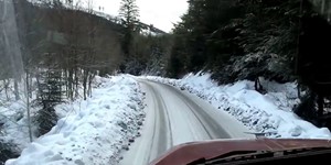 Peterbilt log truck in granite falls washigton snowdays