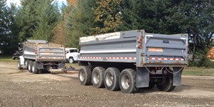 Peterbilt 378 Dump Truck and Pup Trailer Working